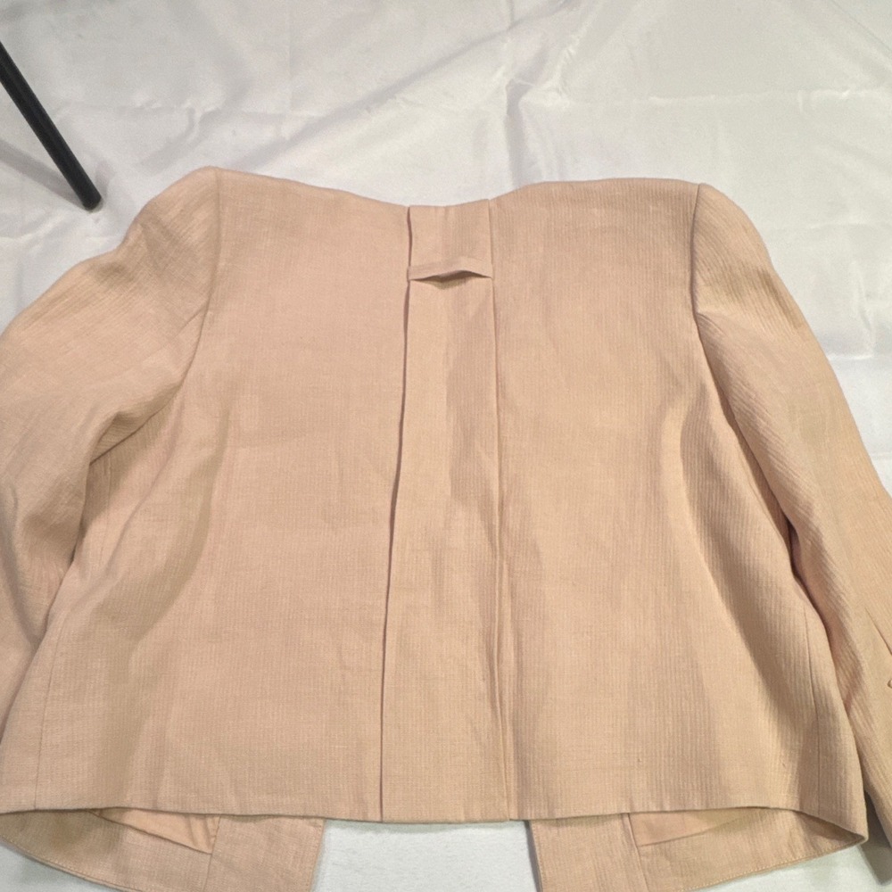 Robert Rodriguez Linen Embellished Jewel Neck Hook & Eye Jacket Blush Pink Women - Picture 8 of 10